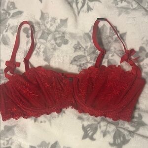 Blackheart Red Lace Unlined Bra 36B